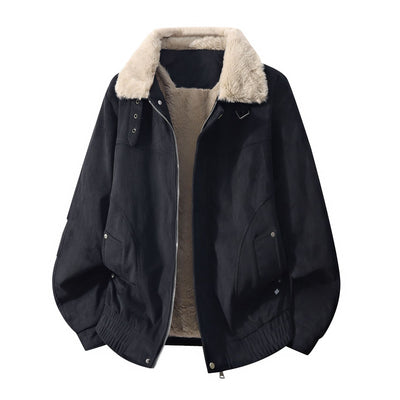 Men's Stand-Collar Outdoor Thermal Fleece-Lined Work Jacket
