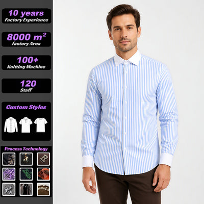 Best-selling Men's Shirt, Windsor Collar, Stretch, Wrinkle-Free & Wrinkle-Resistant Long Sleeve Shirt For Men, Cross-border Men's Apparel