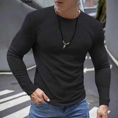 Mens Long-Sleeve Crew-Neck Casual Slim Fit