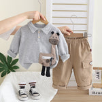 Kids Boys Giraffe Applique Hoodie Two Piece Set Spring Autumn Casual Clothes 0-4 Years Old