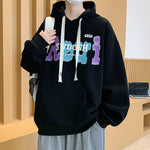 Youth Trendy Printed Long Sleeve Hooded Pullover Sweatshirt