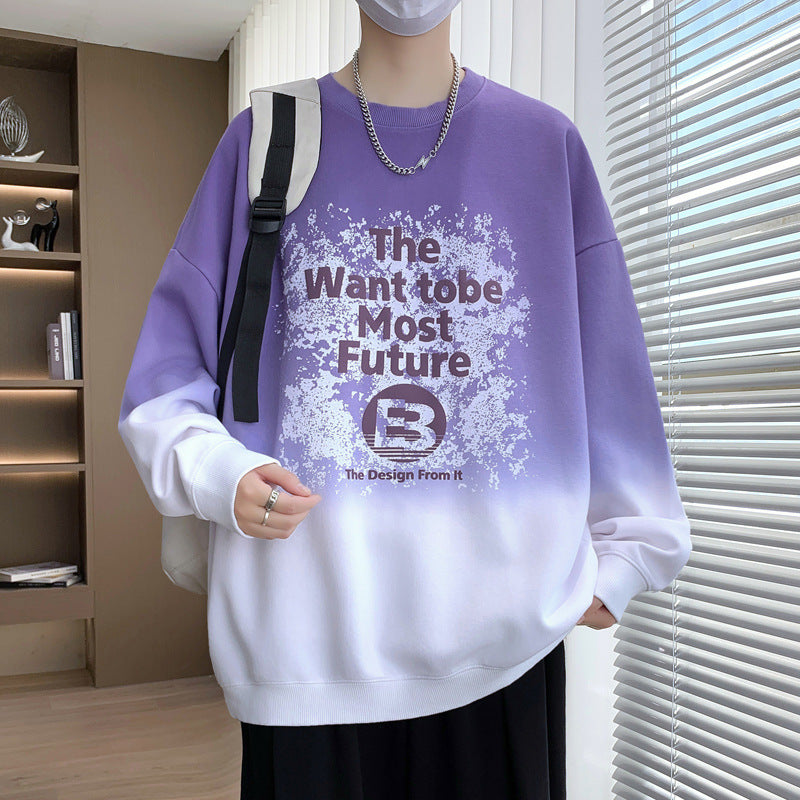 Trendy Gradient Long Sleeve Crew Neck Sweatshirt