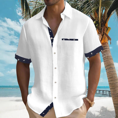 Nova camisa havaiana com estampado 3D 2025 internacional, popular camisa de praia de manga curta com gola virada, permite design personalizado
