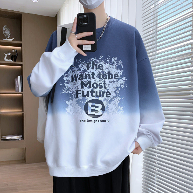 Trendy Gradient Long Sleeve Crew Neck Sweatshirt