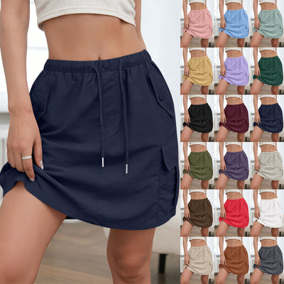 Saia midi com cordão e bolsos, workwear