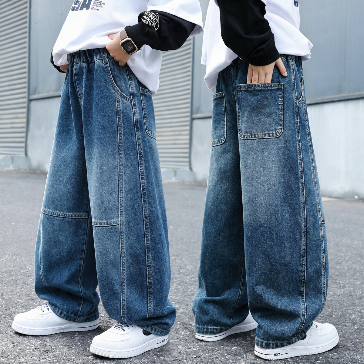 Casual Boys Straight Leg Loose Denim Wide Leg Pants Spring Autumn
