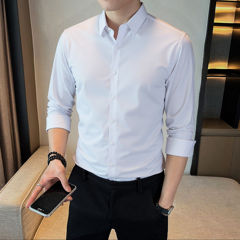 Men's Business Long Sleeve Solid Collar Shirt