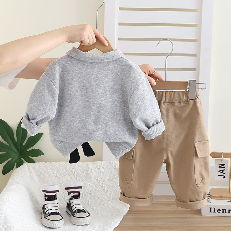 Kids Boys Giraffe Applique Hoodie Two Piece Set Spring Autumn Casual Clothes 0-4 Years Old