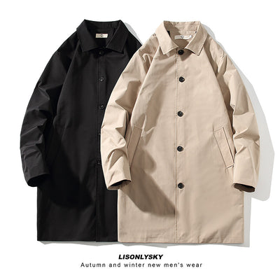 Mid-length Trench Coat With A Lapel Casual Outerwear