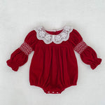 Christmas Red Ruffle Collar Dress for Girls