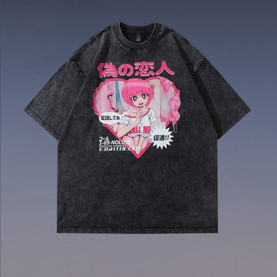 Retro Printed Washed And Worn Short-sleeved T-shirt