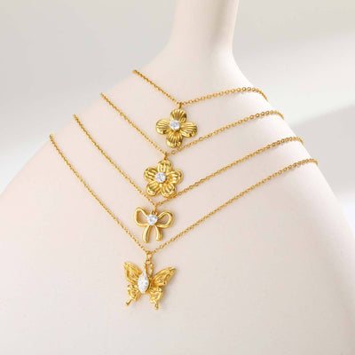 Colar em aço inoxidável estilo Ins doce e feminino