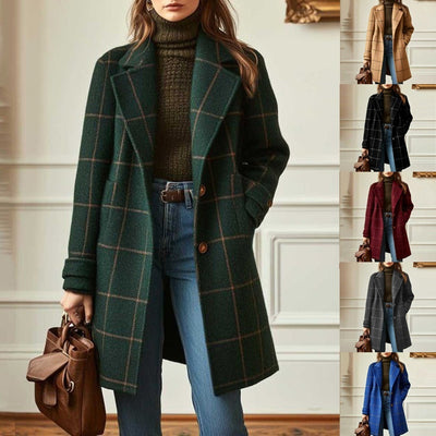 Elegant Midi-length Lapel Coat For Women