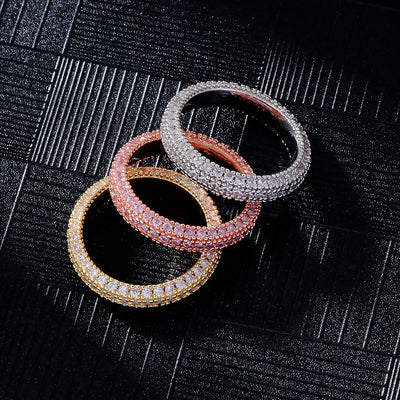 Anel Joseph Jewelry de três faces com zircónia brilhante, estilo europeu e americano, anel hip-hop personalizado na moda