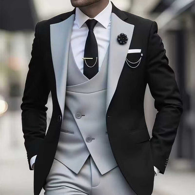 Fato business de três peças justo para homem