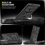 Samsung S26 Ultra Magnetic Rotating Car Mount Phone Case A17 Lens Flip Cover S25 Shockproof