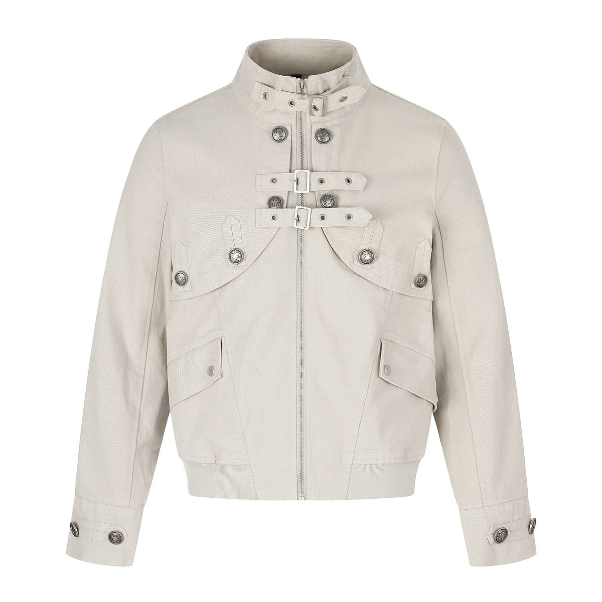 Techwear Double-Breasted Metal Zipper Stand Collar Crop Slim Fit Jacket