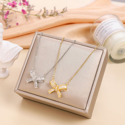 Bow Titanium Steel Necklace Female Light Luxury Minority Design Sense