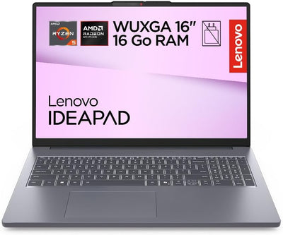 Lenovo IdeaPad Slim 3 16ARP10 – Computador portátil de 16 polegadas WUXGA (AMD Ryzen 5 150, 16GB RAM, 512GB SSD, AMD Radeon 660M Graphics, Windows 11 Home) teclado AZERTY francês – Cinzento lua