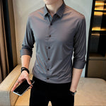 Men's Business Long Sleeve Solid Collar Shirt