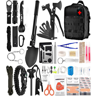 Kit de primeiros socorros multifunções para exterior, equipamento de sobrevivência de emergência com bolsa de trauma para campismo, caminhadas e caça