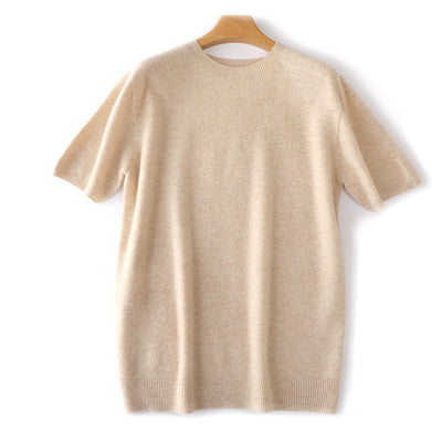 Men's Knitting Sweater Short Sleeve Solid Color T-shirt Casual