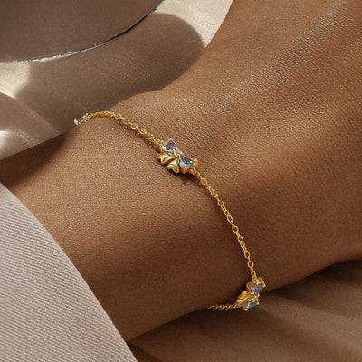Pulseira laço com zircónias azuis na moda para mulher