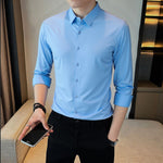 Men's Business Long Sleeve Solid Collar Shirt