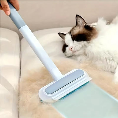 Escova removedora de pelos de animais 3 em 1: ferramenta de limpeza de cabo longo para janelas e pelos de gato/cão.