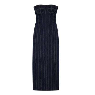 Niche Waist Slimming Midi Skirt Denim Dress