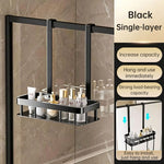 Hanging Bathroom Organizer for Glass Doors, 2-Tier Over-the-Door Storage Shelf, No Drill, Rust-Resistant Toiletries Rack