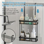 Hanging Bathroom Organizer for Glass Doors, 2-Tier Over-the-Door Storage Shelf, No Drill, Rust-Resistant Toiletries Rack