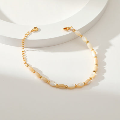 Summer New Natural Shell Pearls Beige Elegant Gold Plated 18K Real Gold Bracelet