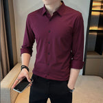 Men's Business Long Sleeve Solid Collar Shirt