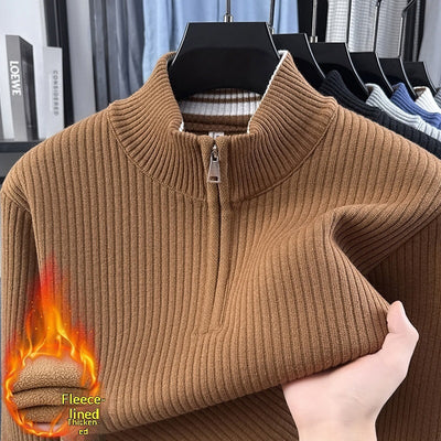 Men's Half-Zip Thickened Sweater New Winter Knitwear