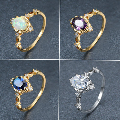 Cross-border Explosions European And American-style Fashion Drop-shaped Inlaid Zircon Alloy Ring Simple All-match New Ring