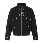 Techwear Double-Breasted Metal Zipper Stand Collar Crop Slim Fit Jacket