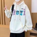 Youth Trendy Printed Long Sleeve Hooded Pullover Sweatshirt