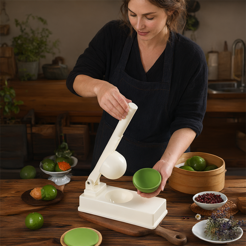 Hand Press Dumpling Skin Mold – Green Rice Ball Wrapper, Non-Stick Oval Dumpling Skin Maker, Multifunctional Labor-Saving