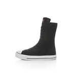 Canvas Shoes with Front Lace-Up and Side Zipper, Women's Sneakers