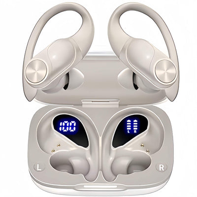 Auriculares desportivos sem fios Bluetooth de longo alcance com cancelamento de ruído para corrida
