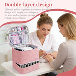 Portable 30-Compartment Nail Organizer Case with Polish & Oil Bags, All-in-One Manicure Tools & Cosmetic Storage Kit