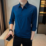 Men's Business Long Sleeve Solid Collar Shirt