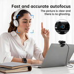 Mini 4K USB Webcam with Mic, Auto Focus HD Camera for PC & Laptop, 30fps 2K/1080P Conference Cam