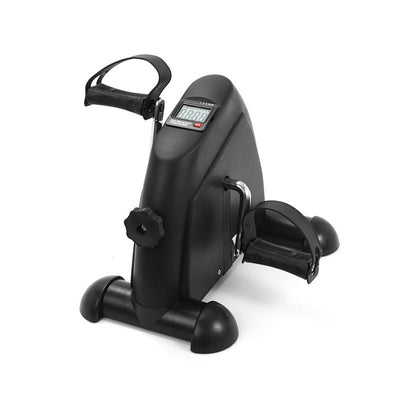 Bicicleta de exercício compacta para casa com monitor LCD, resistência ajustável, treino de braços & pernas, Preto/Prateado