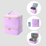 Portable 30-Compartment Nail Organizer Case with Polish & Oil Bags, All-in-One Manicure Tools & Cosmetic Storage Kit