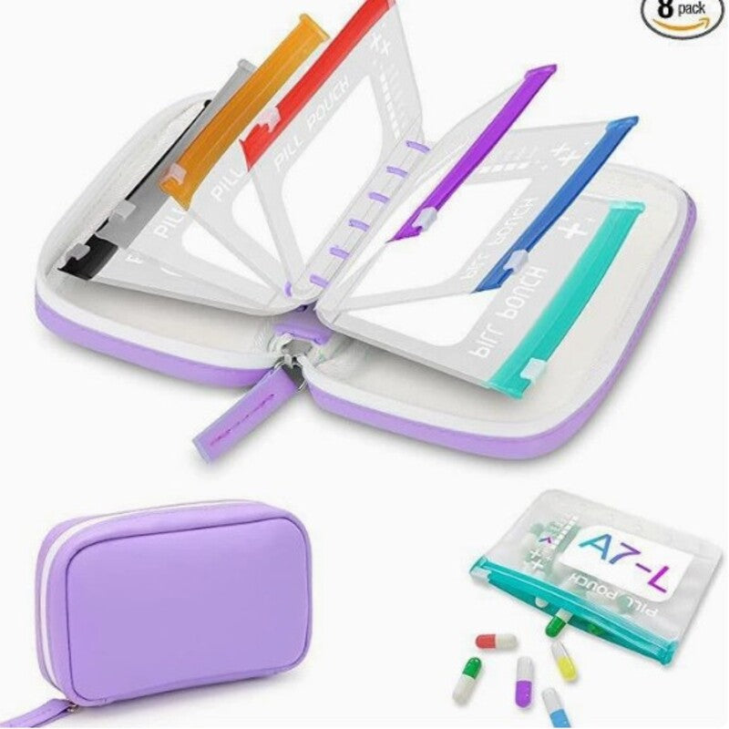 BPA-Free Color-Coded Pill Organizer – Waterproof Zipper Case, 7/14 Compartments