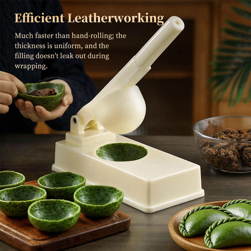 Hand Press Dumpling Skin Mold – Green Rice Ball Wrapper, Non-Stick Oval Dumpling Skin Maker, Multifunctional Labor-Saving