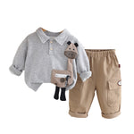 Kids Boys Giraffe Applique Hoodie Two Piece Set Spring Autumn Casual Clothes 0-4 Years Old