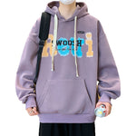 Youth Trendy Printed Long Sleeve Hooded Pullover Sweatshirt